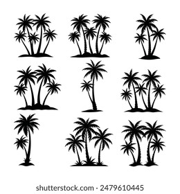 9 Colección de Vector de palmera negra: siluetas tropicales para el Diseño gráfico