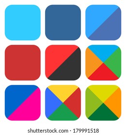 9 blank rounded square icon set. Popular color web button on white background. Flat newest simple clean plain tidy solid style. Internet design element save in vector illustration 8 eps