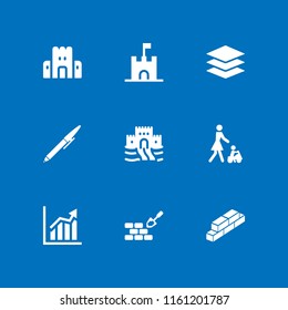 9 block icons in vector set. constructor, layers icon, toy and brick illustration for web and graphic design