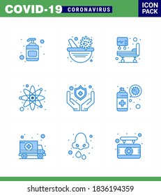 9 Blue Corona Virus pandemic vector illustrations cleaning; protect; icu; medical; science viral coronavirus 2019-nov disease Vector Design Elements