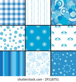 9 blue seamless wallpapers, each on a different layer.