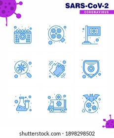 9 Blue Set of corona virus epidemic icons. such as washing; hands; assistance; scan; search viral coronavirus 2019-nov disease Vector Design Elements