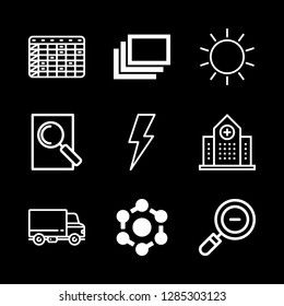 9 blur icons with flash symbol and table in this set