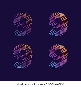 9 Bold Number Modern Unique Wave Line for fashion decoration background cover wall graphic element for all company profile and personal with high end look