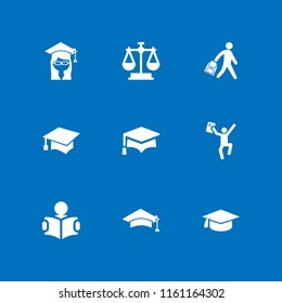 9 books icons in vector set. law and student illustration for web and graphic design
