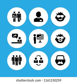 9 Boss Icons In Vector Set. Businessmen, Smug, Businessman And Arrogant Illustration For Web And Graphic Design