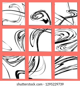 9 box, black and white luxury technology concept background