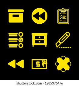 9 box icons with cutter and archive filled box in this set