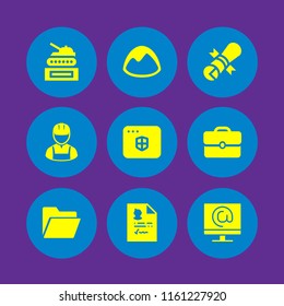 9 brand icons in vector set. portfolio, tank, user and patent illustration for web and graphic design