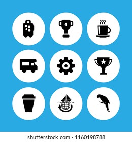 9 brazil icons in vector set. tourism, nut, parrot and cup illustration for web and graphic design