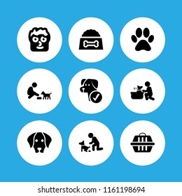 9 breed icons in vector set. goofy, dog paw and dog illustration for web and graphic design
