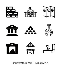 9 brick icons with gold ingots and fireplace in this set