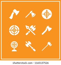 9 bullseye vector icon set with aim and axe icons for mobile and web