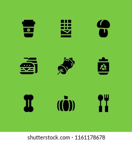 9 burger icons in vector set. food and restaurant illustration for web and graphic design