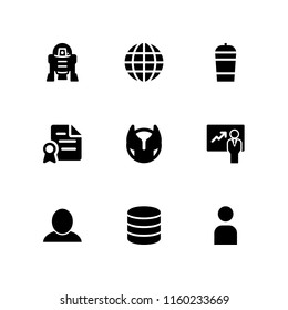 9 businessman icons in vector set. human, r d, superhero and shakes illustration for web and graphic design