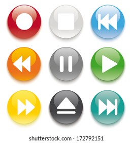 9 buttons on the white background.  Eps 10 vector file.