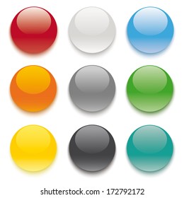 9 buttons on the white background.  Eps 10 vector file.