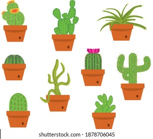9 cactus illustrations. All vectoral and editable.