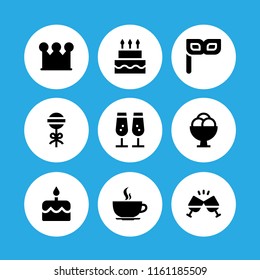 9 cake icons in vector set. birthday, dessert, birthday cake and birthday and party illustration for web and graphic design