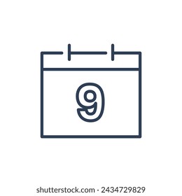9 Kalendersymbol, 9 Datumssymbol für Terminposition-Symbol
