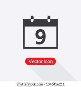 9 Calendar Icon Vector Illustration Eps10