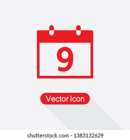 9 Calendar Icon Vector Illustration In Flat Style Eps10