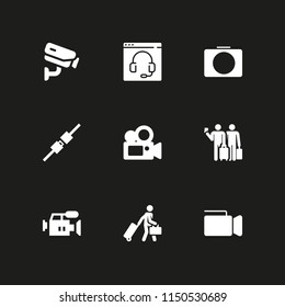 9 camera icons in vector set. film, photograph, cctv and security system illustration for web and graphic design