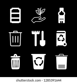 9 can icons with trash can and trash in this set