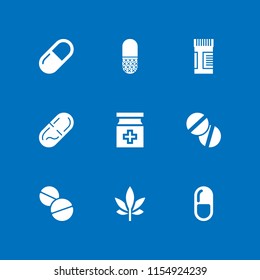 9 capsule icons in vector set. drug, medicine and pill illustration for web and graphic design