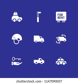 9 car icon set with car, ratchet and helmet vector illustration for graphic design and web