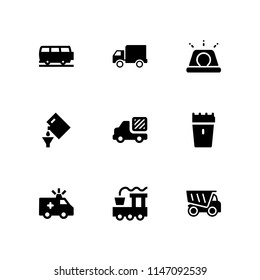 9 car icon set with siren, blade and ambulance vector illustration for graphic design and web