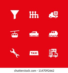 9 car icon set with wrench, taxi and shift vector illustration for graphic design and web