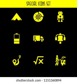 9 car icons in vector set. battery, trip, car wash and formula illustration for web and graphic design