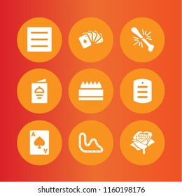 9 card icons in vector set. dog tag, broke, ace of hearts and rose illustration for web and graphic design
