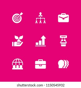 9 career icons in vector set. interview, briefcase, goal and boss illustration for web and graphic design