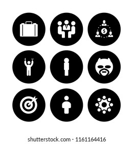 9 career icons in vector set. boss, superhero, meeting and goal illustration for web and graphic design