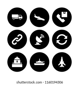 9 cargo icons in vector set. bunker, plane, shipping and delivery and ship illustration for web and graphic design
