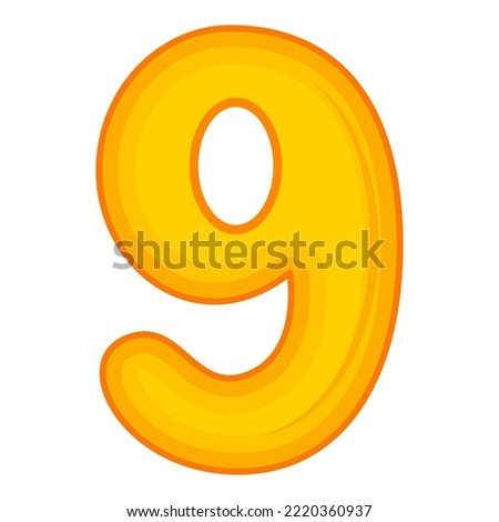 9, cartoon Arabic numerals. The ten digits of the Arabic numerals from 0 to 9, font Hand drawn. Decorative numbers for children's magazines. Vector illustration isolated on white background.