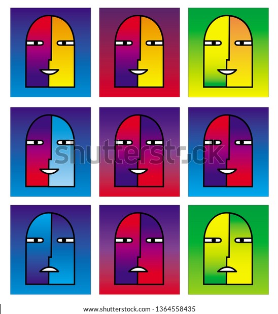 9 Cartoon Faces Talking Person Talking Stock Vector Royalty Free 1364558435