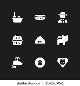 9 cat icon set with collar, paw sticker and norwegian vector illustration for graphic design and web