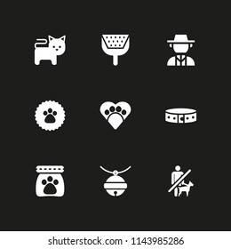 9 cat icon set with no pets, pet bell and paw vector illustration for graphic design and web