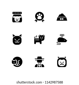 9 cat icon set with tiger, dog food and lion vector illustration for graphic design and web