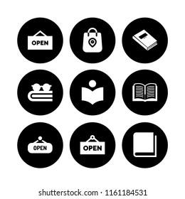9 catalog icons in vector set. book, open book, open and order illustration for web and graphic design