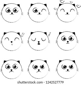 9 cats emoji in white color