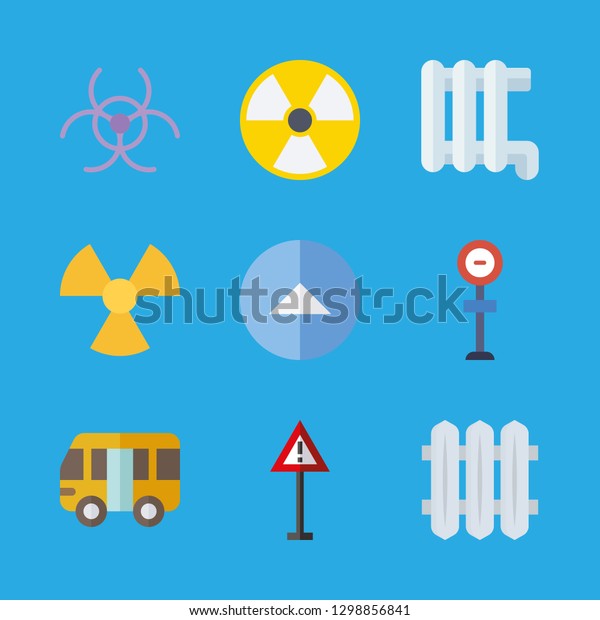 9\
caution icons with triangle and radiators in this\
set