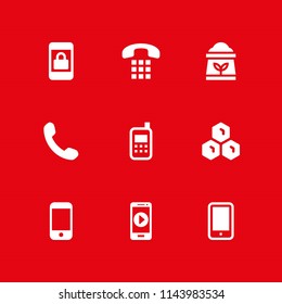 9 cell icon set with telephone, fertilizer and honeycomb vector illustration for graphic design and web