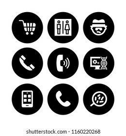 9 cellphone icons in vector set. bully, old handphone, app and phone illustration for web and graphic design
