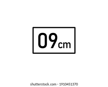 9 centimeters icon vector illustration, 9 cm size