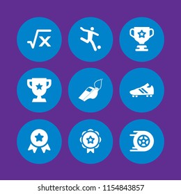 9 championship icons in vector set. racing, trophy, whistle and formula illustration for web and graphic design