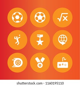 9 championship icons in vector set. volleyball, world, racing and medal illustration for web and graphic design
